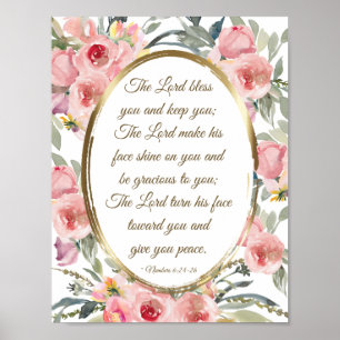 Zahlen 6:24-26 Der Herr segne Sie rosa Blüte Poster
