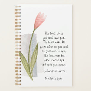 Zahlen 6:24 Der Herr segne Sie rosa Blume Bibel Planer