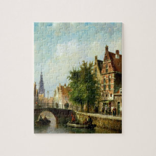 Zahlen auf einem Kanal, Amsterdam (Öl auf Platte) Puzzle