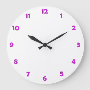 Zahlen der Uhrzeigerseite - Neon-Rosa Große Wanduhr