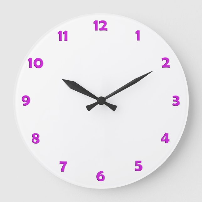 Zahlen der Uhrzeigerseite - Neon-Rosa Große Wanduhr (Vorderseite)