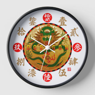 Zahlen für Drachen und altes Kanji Uhr