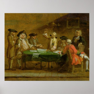 Zahlen in einer Taverne oder in einem Café, 1720s Poster