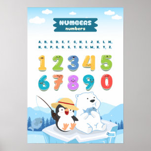 Zahlen mit Pinguin und Bären Poster