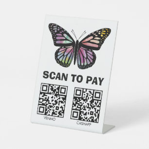 ZAHLEN PER QR CODE SCANNEN Watercolor Schmetterlin Sockelschild