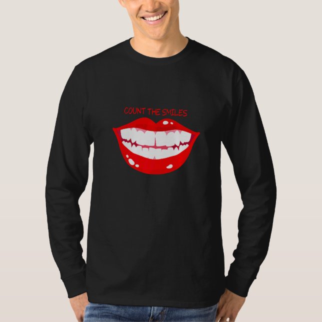 Zählen Sie das Lächeln der roten Lippen T-Shirt (Vorderseite)