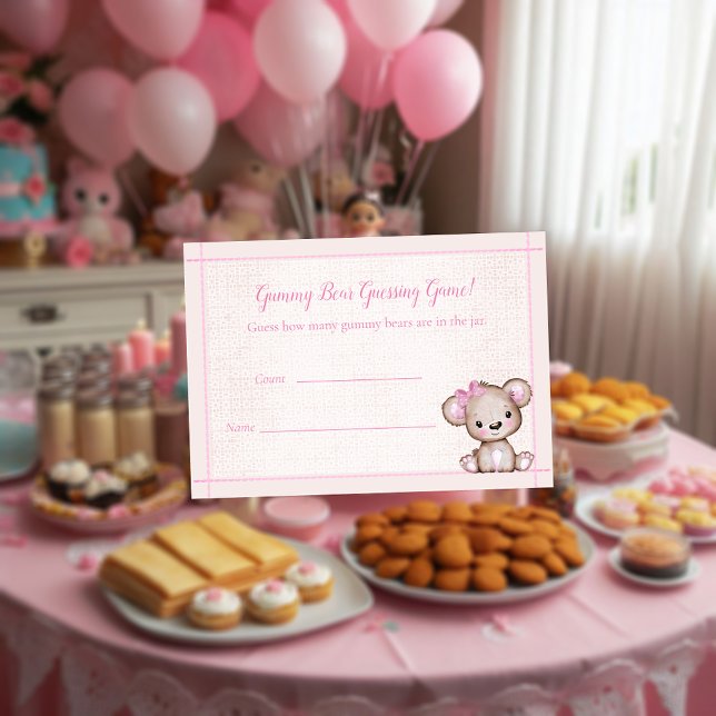 Zählen Sie den Bears Baby Shower Game Niedlich Gir Begleitkarte (Von Creator hochgeladen)
