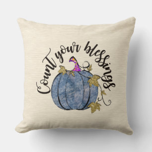 Zählen Sie Ihr Segen Creme Fall Pillow Kissen