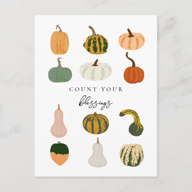 Zählen Sie Ihre Segen Pumpkins fallen Postkarte (Vorderseite)