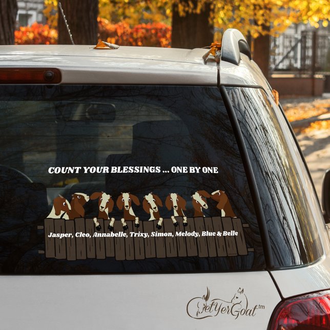 Zählen Sie Ihre Segnungen Rustikale 8 Ziegen auf Z Fensteraufkleber (Von Creator hochgeladen)