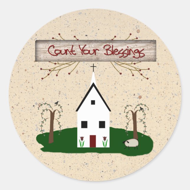 Zählen Sie Ihren Segen-Kirchenaufkleber Runder Aufkleber (Vorderseite)