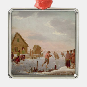 Zahlen Skaten in einer Winter-Landschaft Ornament Aus Metall