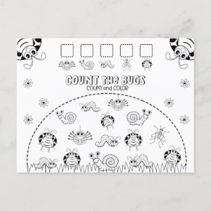Zählen und farbige Math-Aktivität von Kindern  Postkarte