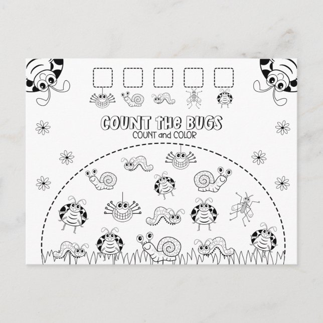 Zählen und farbige Math-Aktivität von Kindern Postkarte (Vorderseite)