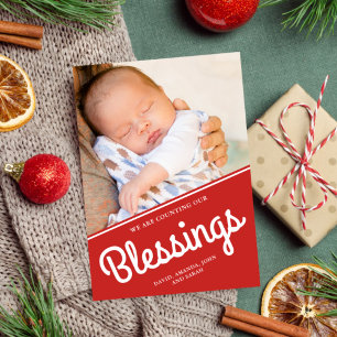 Zählen unserer Segnungen Foto für Weihnachtsjung Feiertagskarte
