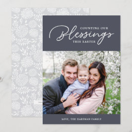 Zählen unserer Segnungen | Osterfotokarte | Grau Feiertagskarte