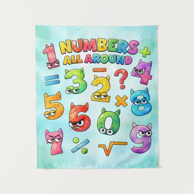 Zahlentag-Zahlen-Überall-Mathe-Banner für die Schu Wandteppich (Vorderseite)