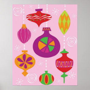 Zahlreiche Weihnachtsdekoration illustriert im Poster