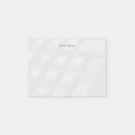 Zahlschlüssel auf Taschenrechner Post-it Klebezettel