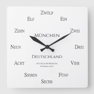 Zählt in der Zeitzone des Bundesstaates Deutschlan Quadratische Wanduhr