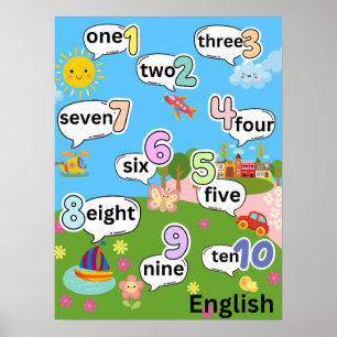 Zählung 1 bis 10 in Englisch Poster