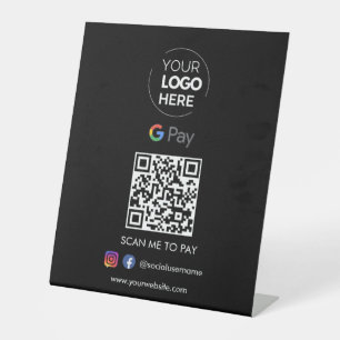 Zahlung mit dem Google Pay QR Code   Scannen, um s Sockelschild