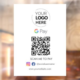 Zahlung mit dem Google Pay QR Code Zur Bezahlung Fensteraufkleber