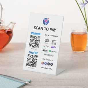 Zahlung mit MehrQR-Code Weißer Scan zu bezahlen Sockelschild