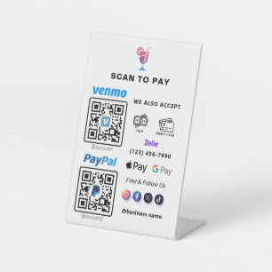 Zahlung mit MehrQR-Code White Scan to Pay Pedest Sockelschild
