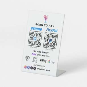 Zahlung mit MehrQR-Code White Scan to Pay Pedest Sockelschild