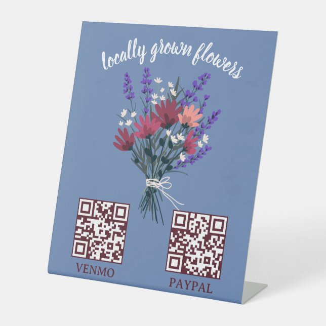 ZAHLUNGS-QR-CODE Blumenladen Blumen Bauernmarkt Sockelschild (Vorderseite)