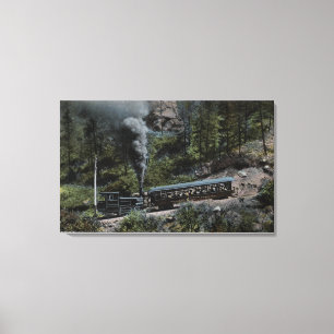 Zahn-Rad-Zug, der oben klettert Leinwanddruck