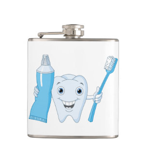 Zahn und Zahnbürste Trinkflasche Flachmann