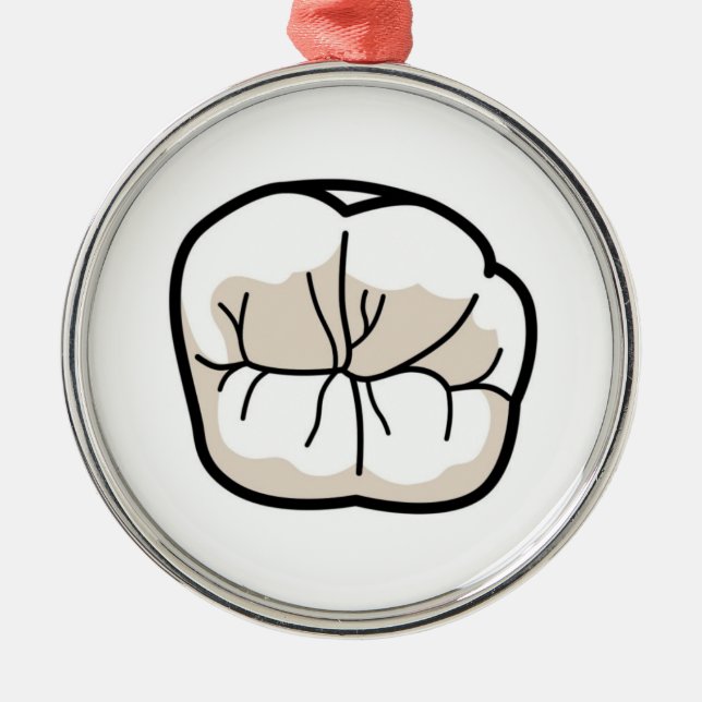 Zahn-Verzierung Silbernes Ornament (Vorne)