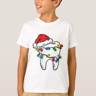 Zahn Weihnachtslicht Santa Hut Zahnarzt Dentalhygi T-Shirt