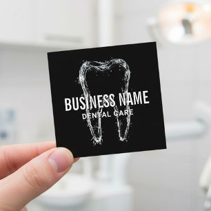 Zahnarzt Clean Tooth Black Zahnarztklinik Quadratische Visitenkarte