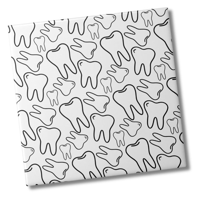 Zahnarzt Fliese (Modern Simple Black White Dentist Tooth Pattern Ceramic Tile)