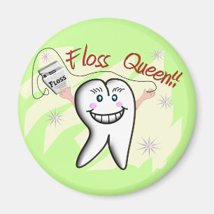 Zahnarzt "Floss Queen" T - Shirt und Geschenke Magnet