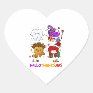 Zahnarzt Frohe Hallothanksma Halloween Erntedankfe Herz-Aufkleber