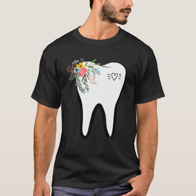 Zahnarzt für Zahnheilkunde Blume Mundhygiene T-Shirt (Vorderseite)