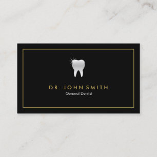 Zahnarzt, Golden Frame Black Tooth Dental Terminkarte