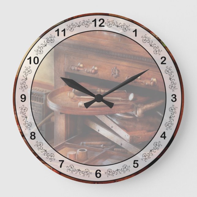 Zahnarzt - Labrador - Zahnlabor Große Wanduhr (Vorderseite)