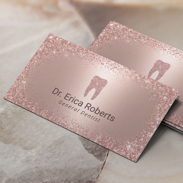 Zahnarzt Moderne Rose Gold Zahnersatz Visitenkarte (Von Creator hochgeladen)
