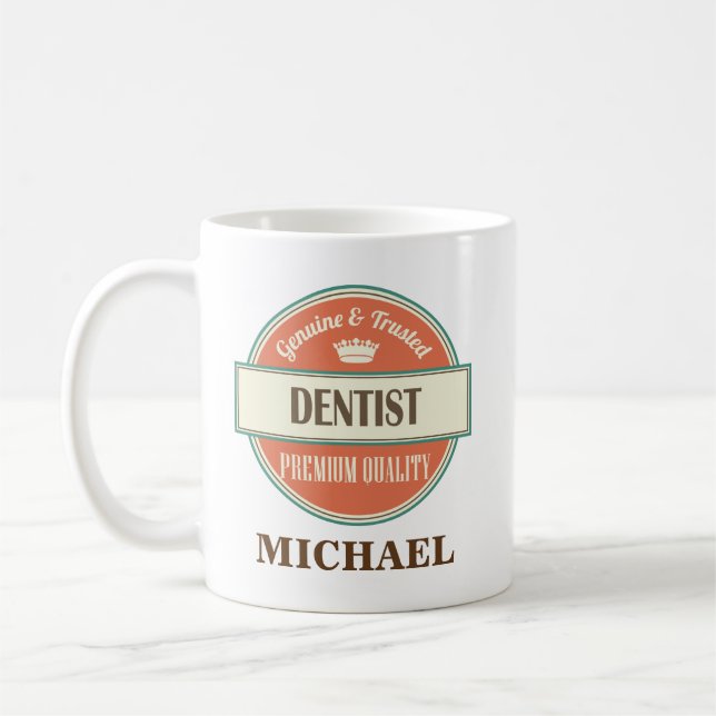 Zahnarzt-personalisiertes Büro-Tassen-Geschenk Tasse (Links)