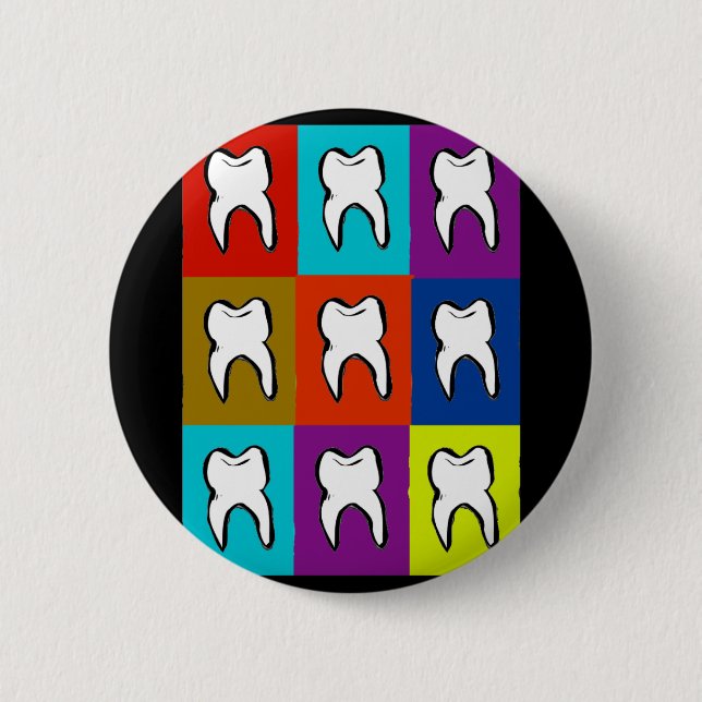 Zahnarzt Popart Geschenke Button (Vorderseite)