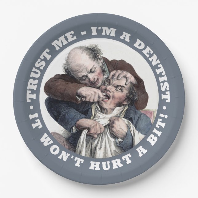 ZAHNARZT-Spaß-Papier-Teller Pappteller (Vorderseite)