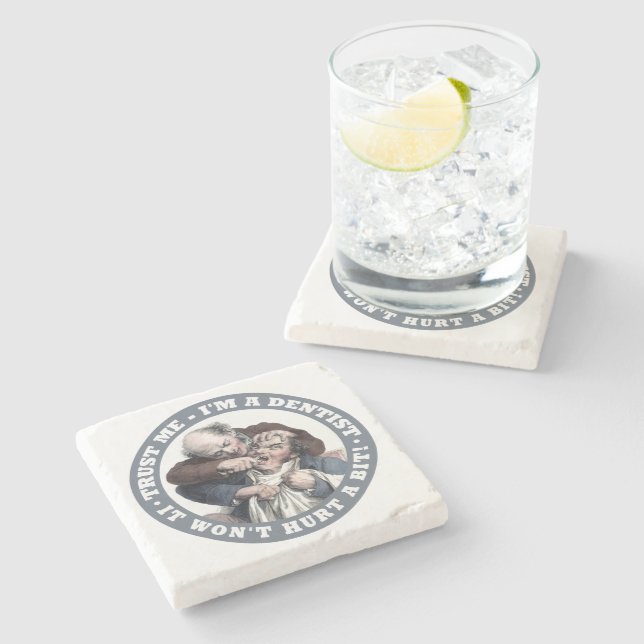 ZAHNARZT-Spaß-Stein-Untersetzer Steinuntersetzer (Seitenansicht)
