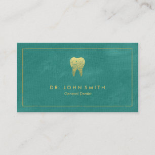 Zahnarzt-Türkis-Leinwand-goldener Rahmen u. Zahn Terminkarte