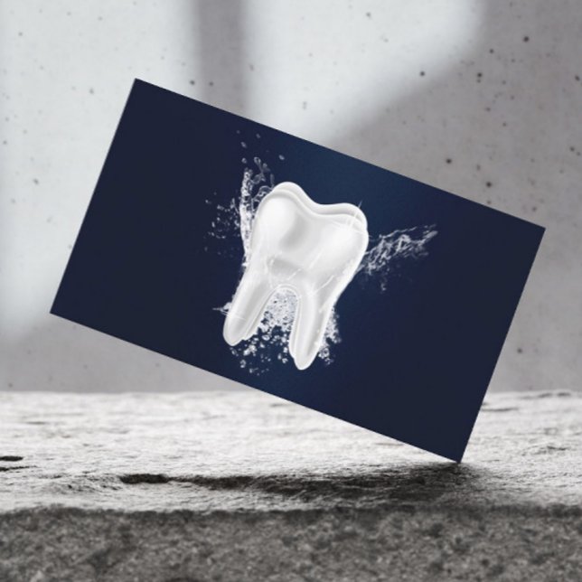 Zahnarzt und Wasser Splash Navy Blue Dental Visitenkarte (Von Creator hochgeladen)