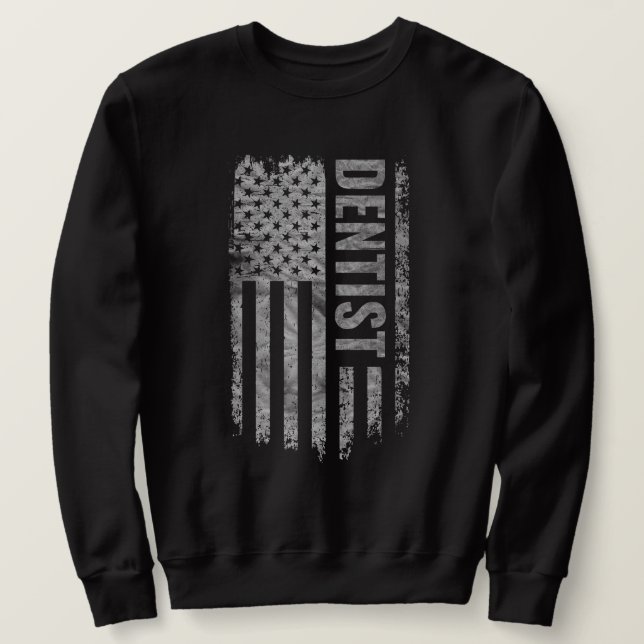 Zahnarzt USA-Flagge Distressed-Design Sweatshirt (Design vorne)